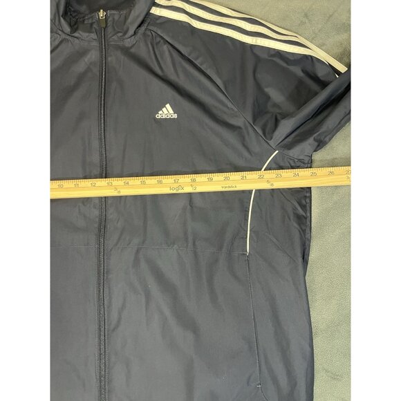 Adidas Jacket Mens Medium Blue Track Full Zip High Neck Active Athletic Logo - Picture 10 of 15